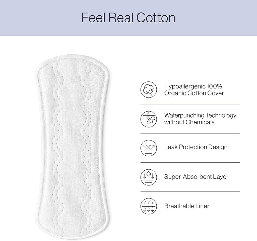 Tinkle Ecoluxe Organic Panty Liners Cotton for Women, Daily Use liners, Biodegradable, for Wetness Discharge Light Flows Stains and Leaks, 185mm, long, 117 Every day Pantyliners Pads
