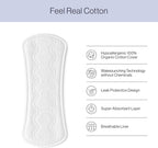 Tinkle Ecoluxe Organic Panty Liners Cotton for Women, Daily Use liners, Biodegradable, for Wetness Discharge Light Flows Stains and Leaks, 185mm, long, 117 Every day Pantyliners Pads