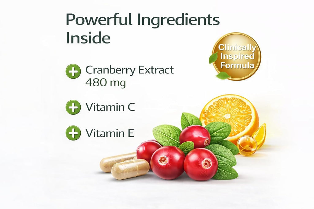 Cranberry Concentrate Extract 500mg with Vitamin C Useful for Bladder Infections & UTI, Urinary Tract Health Support 60 Capsules