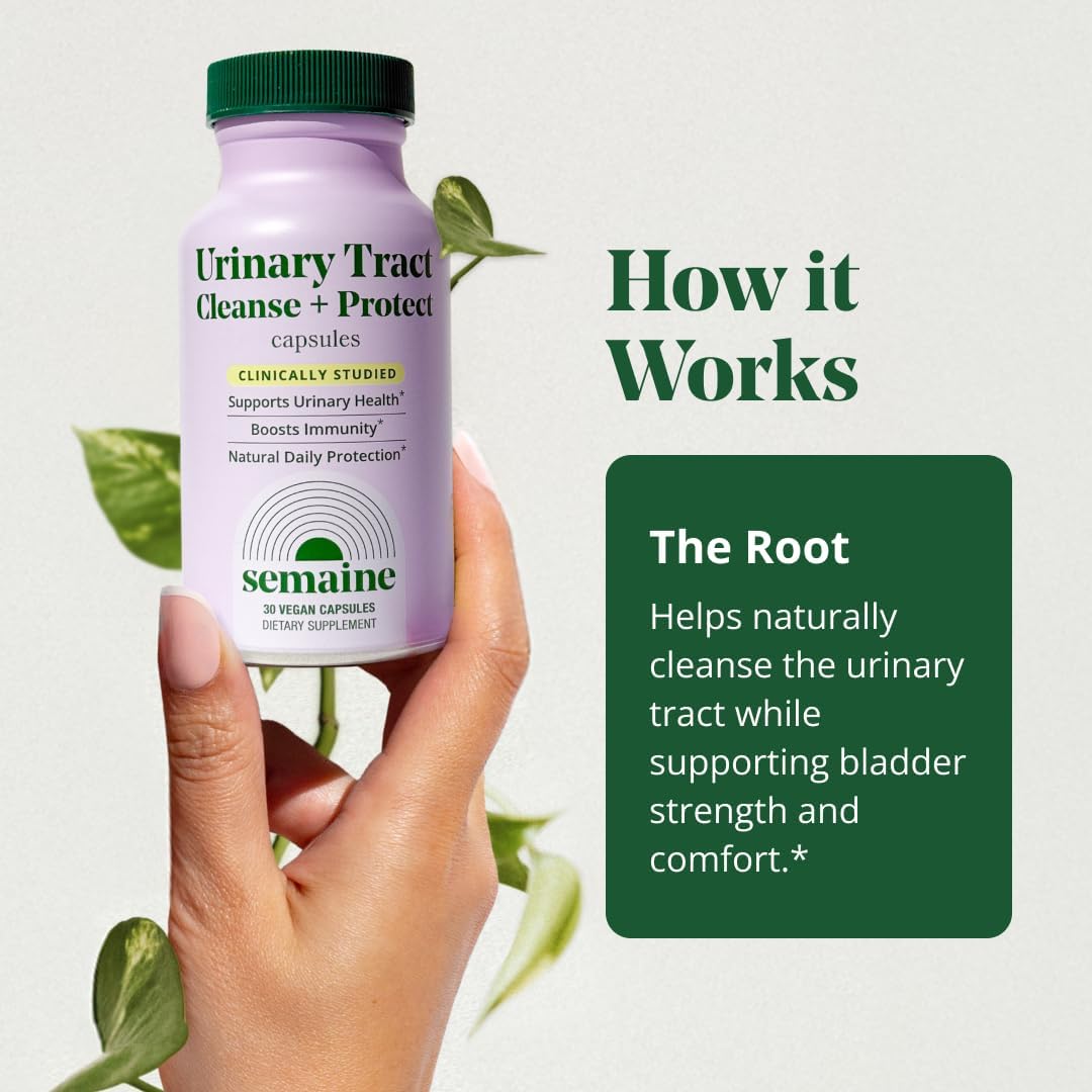 Semaine Urinary Tract Cleanse & Protect – 30 ct, Bladder Support Supplement for Women, Flushes Urinary Tract. Combines Cranberry Proanthocyanidins with Hibiscus.