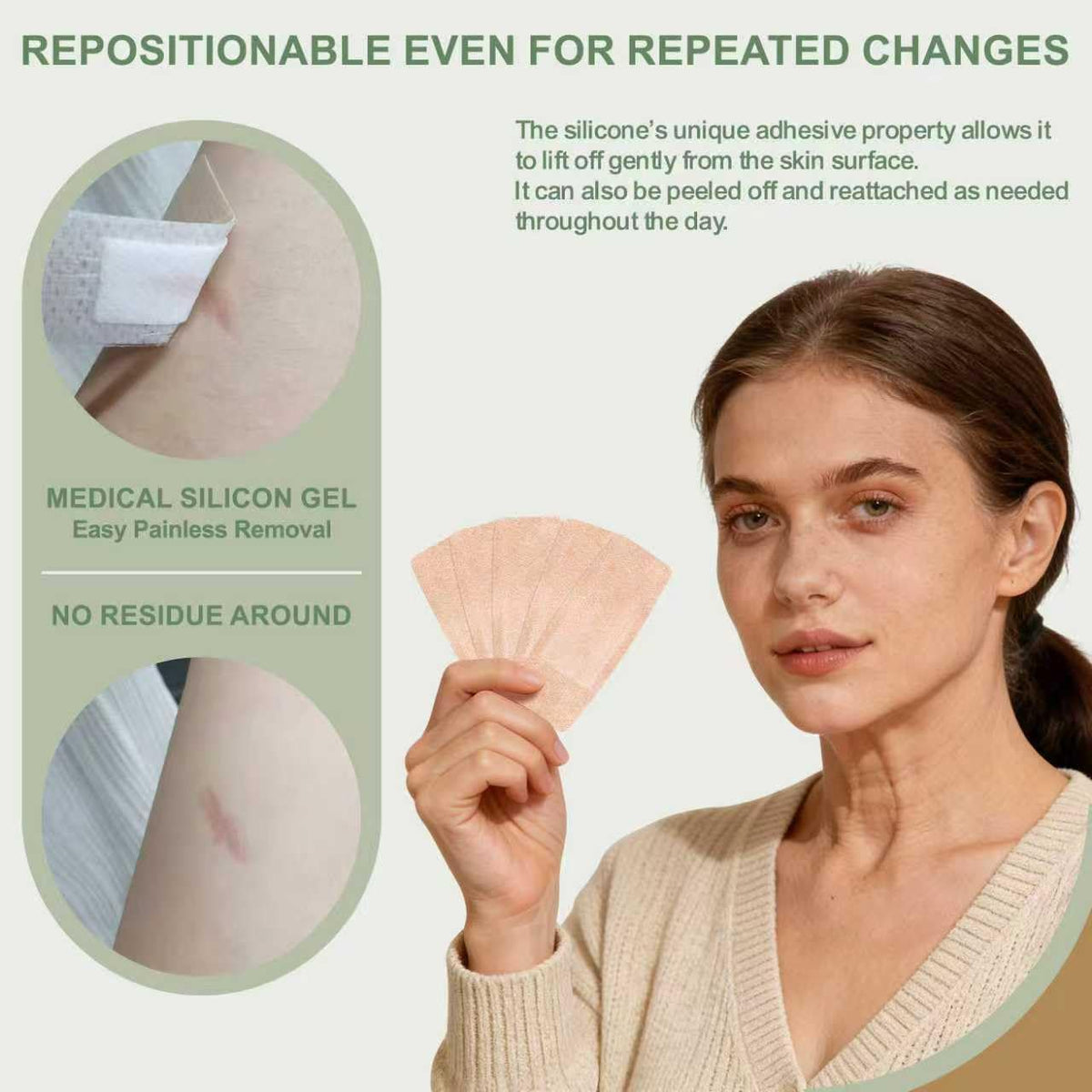 Hysimedy Silicone Bandages for Sensitive Skin 1.63x4 Inch Painless Removal