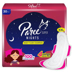 Paree Super Nights XXL 30 Soft Pads|Upto 100% All-Night Leakage Protection|Heavy Flow Champion|4 Wings Wider Back Coverage For No Stains|Sanitary Pads For Women with Disposable Wrapper