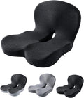 Orthopedic Cushion, Orthopedic Car Seat Cushion for Tailbone Pain Relief, Ergonomic Memory Foam Chair Pad, Non-Slip, Washable Cover, Car Cushion for Office, Car, Home (Dark Gray)