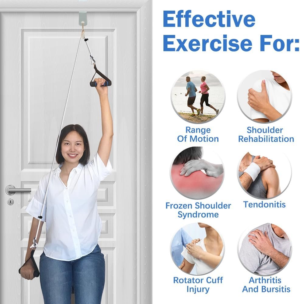 Shoulder Pulley for Physical Therapy, Pulleys for Shoulder Rehab Over Door, Shoulder Pulley Over The Door Physical Therapy, Door Pulleys For Physical Therapy, Arm Pulley, Over The Door Pulleys - White