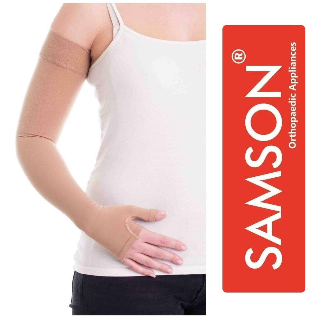 Lymphedema Arm Sleeve (Single) - Compression Stocking Recommended by Doctors, For Post-Mastecomy & Lymphoedema of Hand and Arm, Extra-Firm Graduated Compression (For Women & Men)