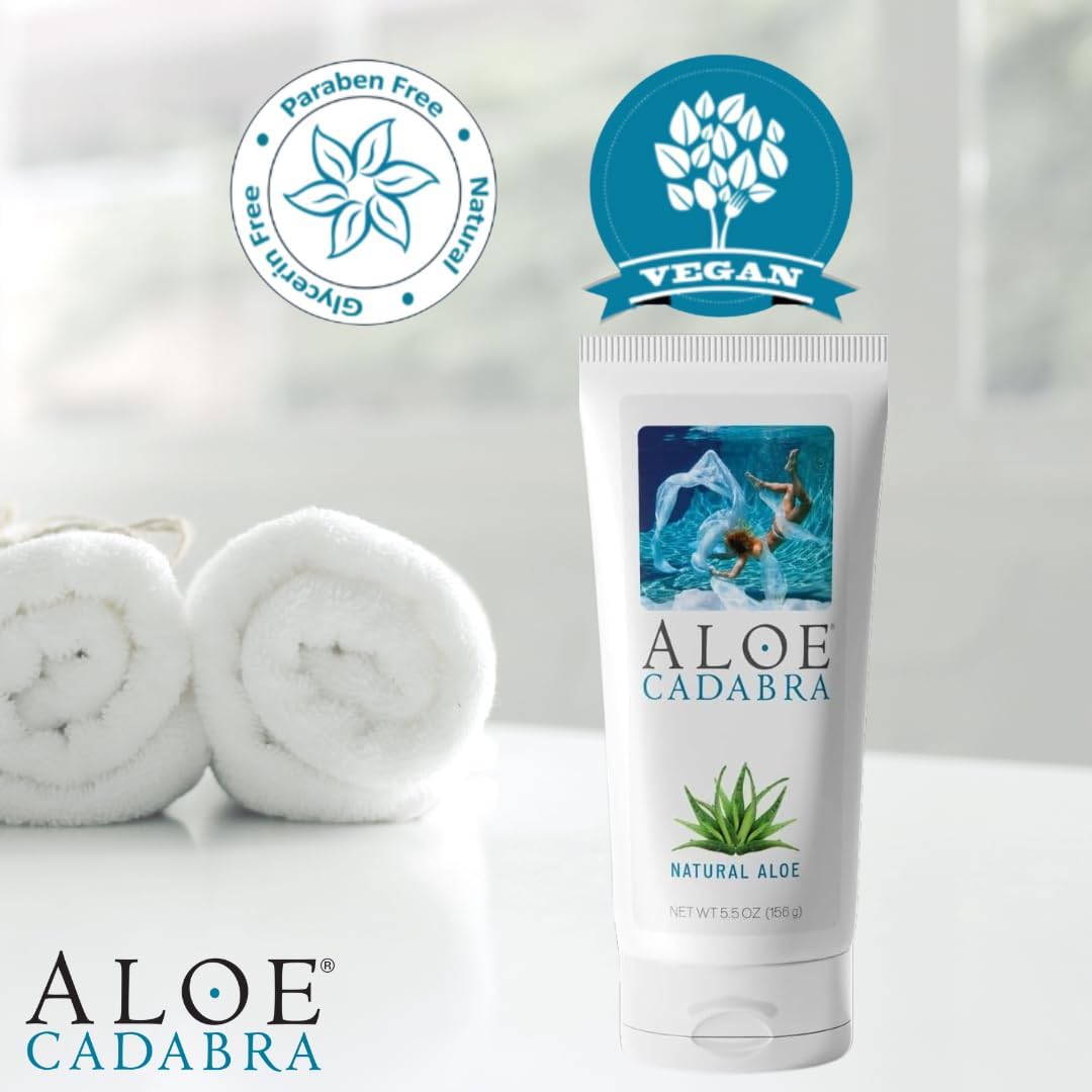 Aloe Cadabra Natural Water Based Personal Lubricant and Vaginal Moisturizer, Organic Aloe Lube for Men, Women and Couples, Non-Staining, pH Balanced (Unscented 5.5 Ounces, 1 Pack)