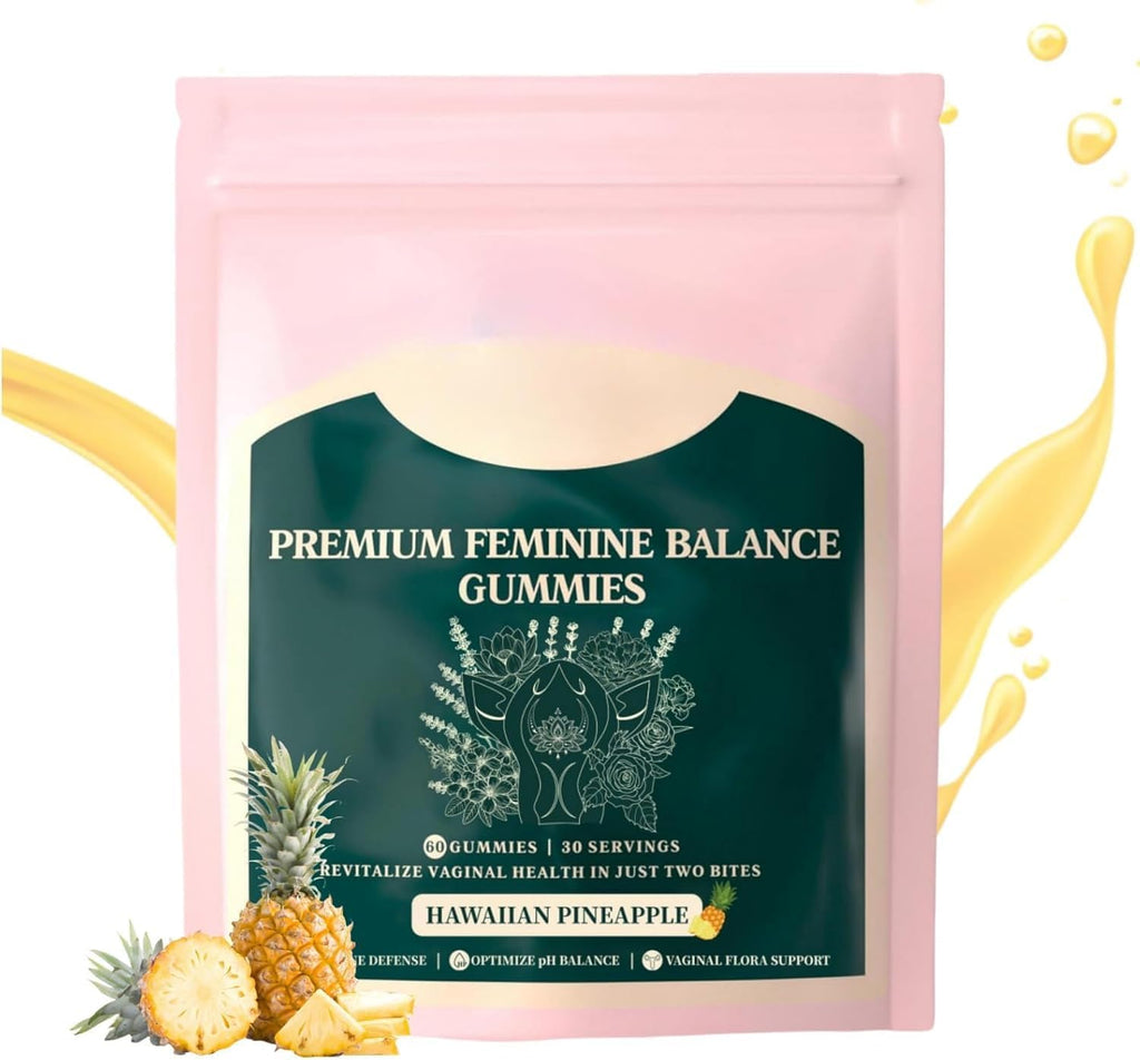 Feminine Balance Gummies,Premium Feminine Balance Gummies,Improve Immune,Promotion of Women's Health,Vegan,Hawaiian Pineapple Flavor - 60 Gummies - 30 Servings (1)