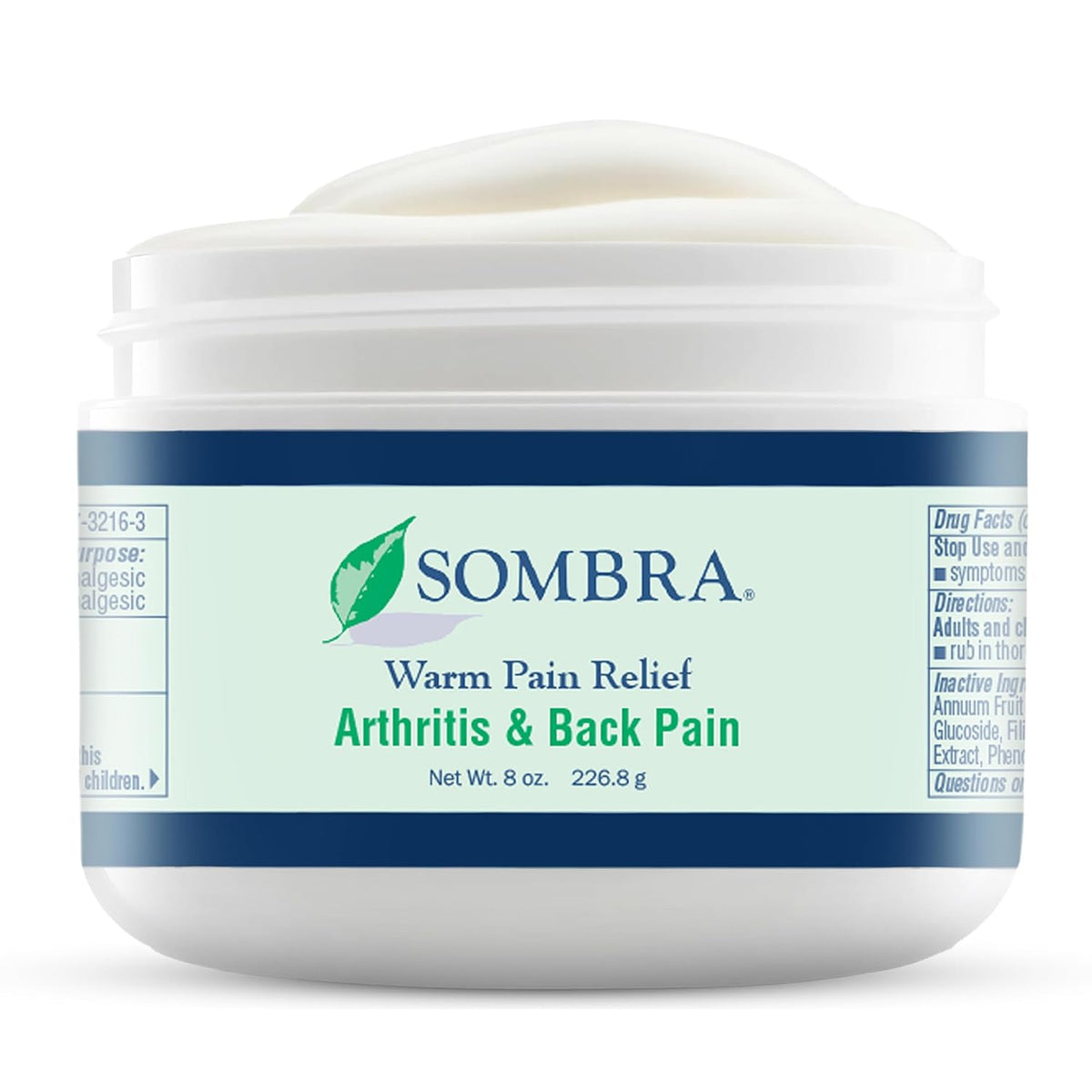Sombra Warm Pain Relief 8 oz Jar for Arthritis, Back Pain & Pre-Exercise | For Arthritis Chronic Pain Pre-Workout Rub Vegan Formula Free of Artificial Fragrances, Dyes, NSAIDs, Wax, Petroleum, Alcohol