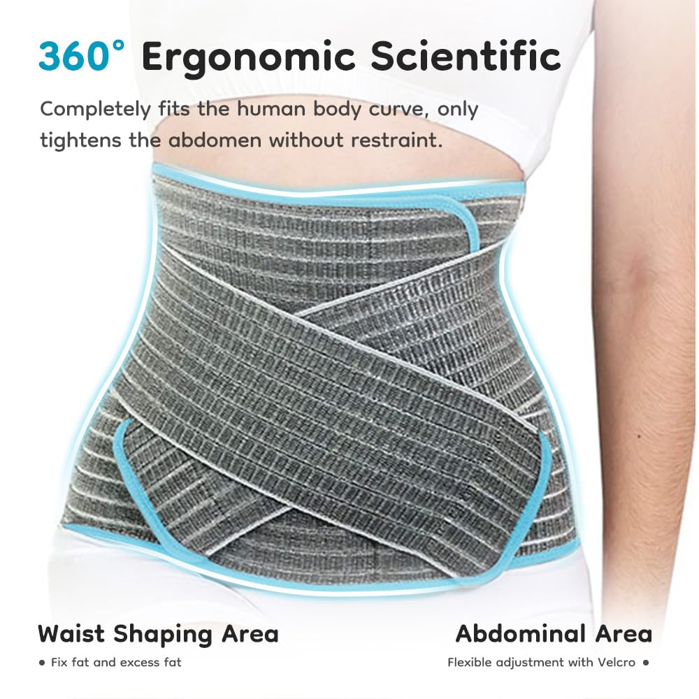 Postpartum Recovery Belt for Women - Adjustable Abdominal Binder & Pelvic Support, Breathable Bamboo Belly Wrap for C-Section & Natural Birth, Post-Pregnancy Tummy Control, Back Pain Relief & Waist Shaping (M)