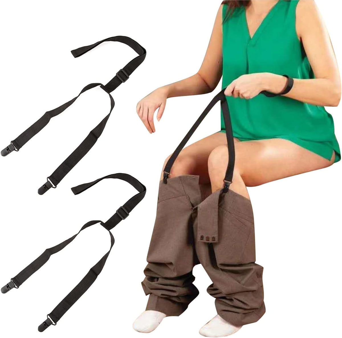 2 PCS Assistive Devices for Elderly, Disability Aids, Reacher Tool, Clip and Pull Dressing Aid, Handicap Accessories for Daily Living, Dressing Stick for Elderly Adjustable 27-41 Inches