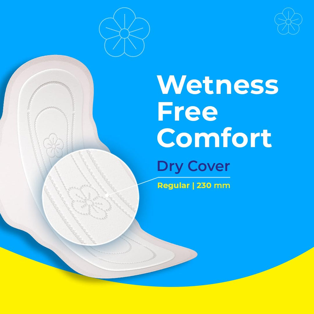 Paree Dry Comfort Regular 40 Pads | Wider Back for Extra Coverage |Quick Absorption | Mild Fragrance|Heavy Flow Sanitary Pads for Women