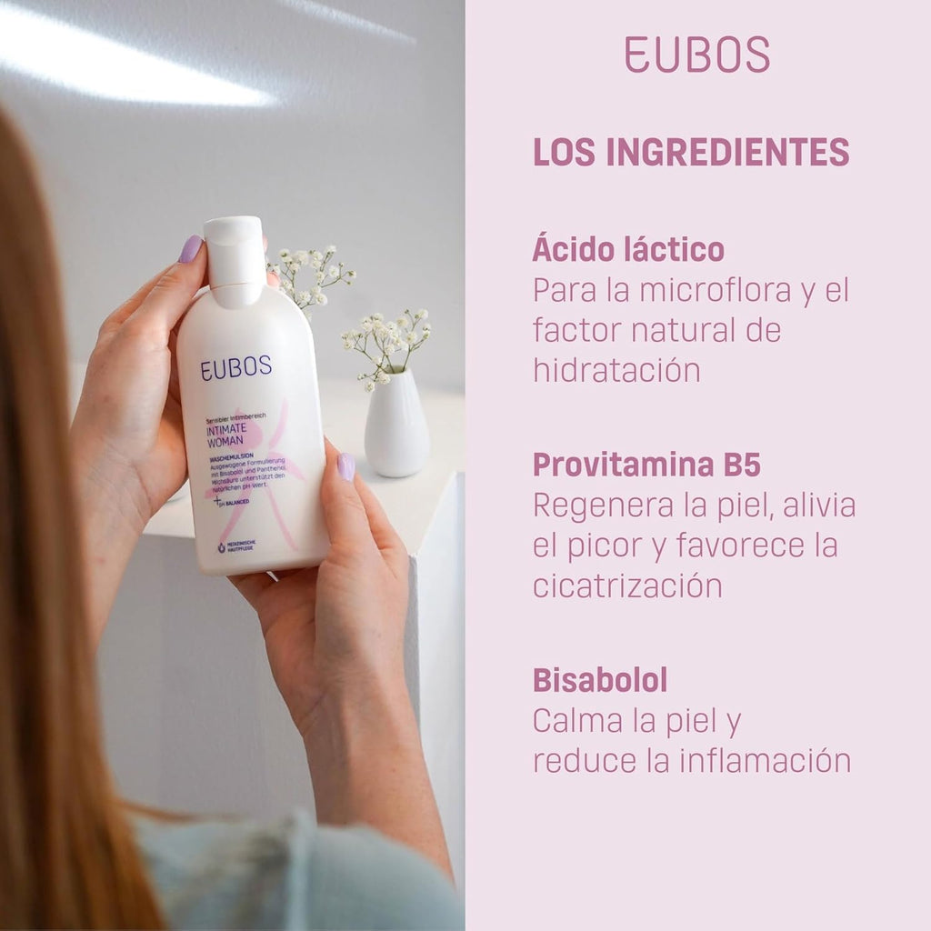 EUBOS INTIMATE WOMAN WASH EMULSION | Delicate cleansing for the female intimate area | Promotes vaginal flora | No alkaline soaps | 200 ml