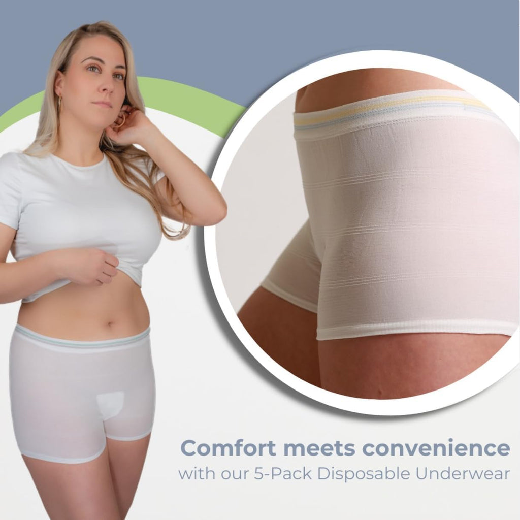 5-Pack Disposable, Postpartum and Incontinence, Seamless Mesh Underwear
