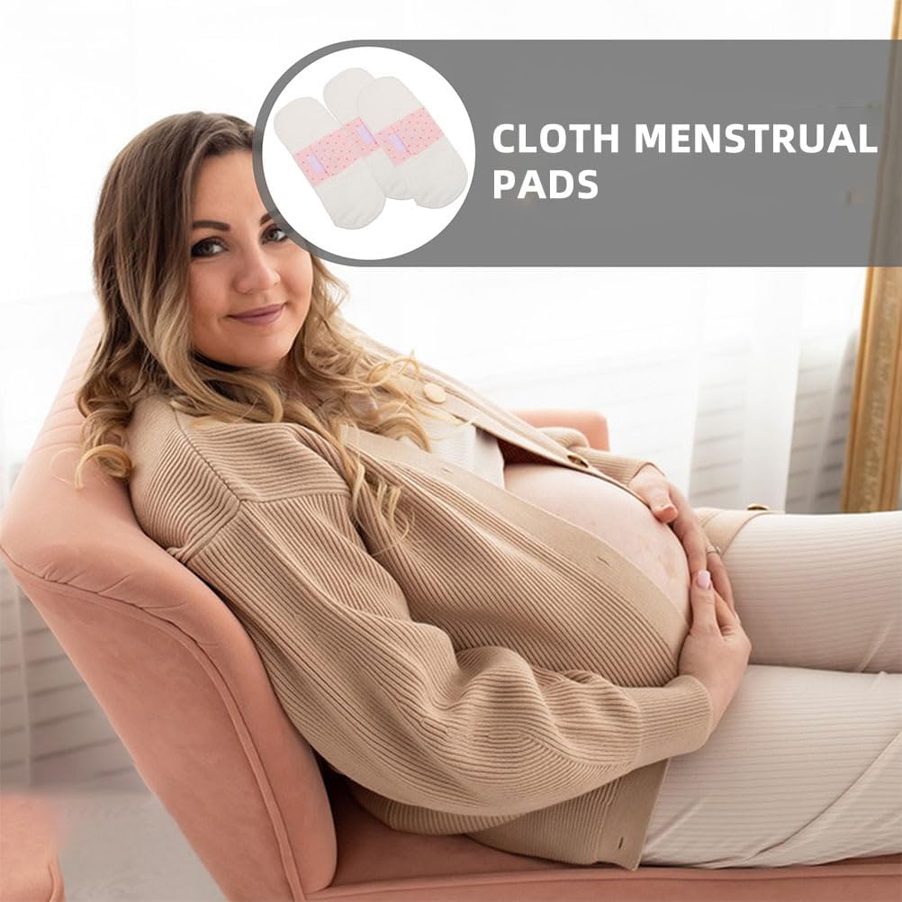 4pcs Reusable Cotton Menstrual Pads for Women, Soft Breathable Cloth Panty Liners Panty Liners Washable Period Sanitary Pads for Pregnancy Postpartum Use