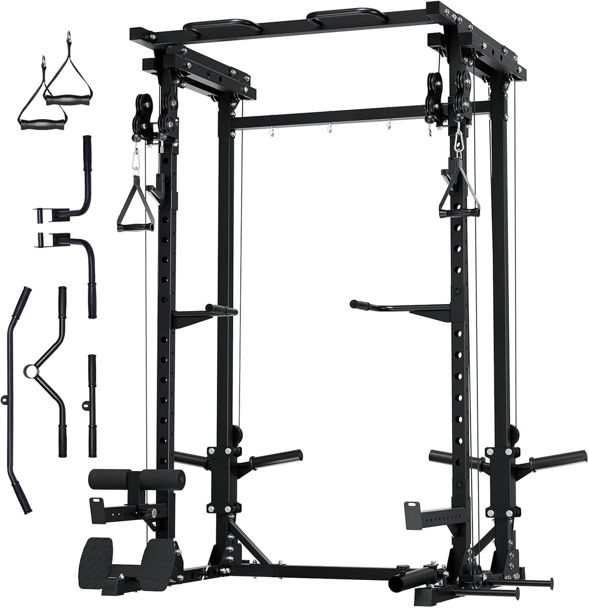 MAJOR FITNESS Drone3 Power Rack, 2500lbs Multi-Function Home Gym Squat Rack with Dual Pulley System, Pull-Up Bar & J-Hooks, Heavy-Duty Steel Frame for Maximum Stability & Strength Training