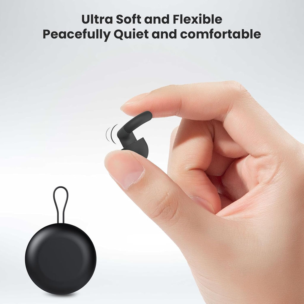 JUSTRVN Ear Plugs for Sleeping, 2 Pairs of Reusable Earplugs for Noise Reduction 25dB-30dB with 8 Ear Tips, Soft Hearing Protection Ear Plugs for Concert,Noise Sensitivity, Study & Work, Black
