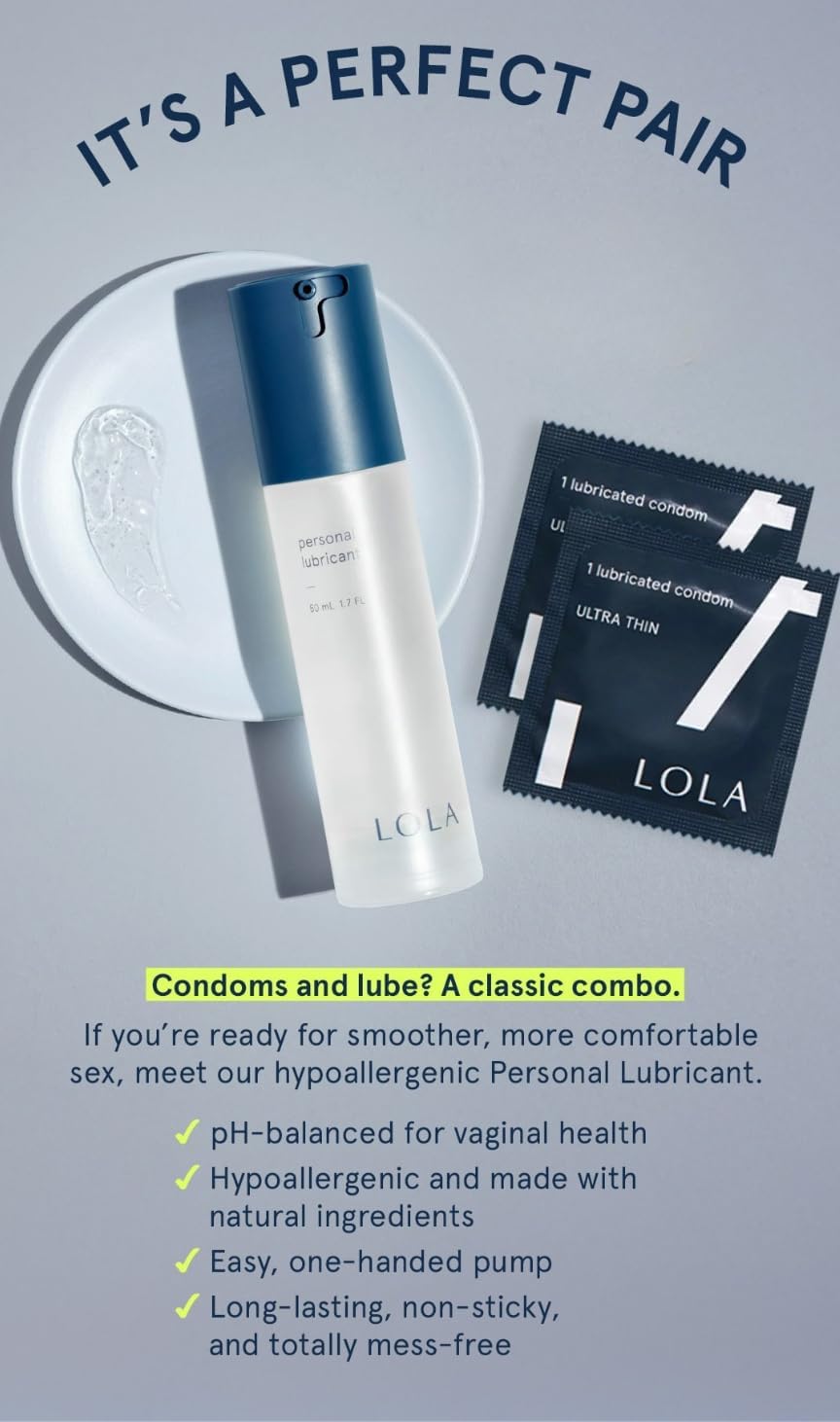 LOLA Personal Water-Based Lube for Sexual Wellness - Natural Ingredients with No Irritating Additives or Fragrance for Sensitive Skin - Lubricant for Him, Her, and Couples