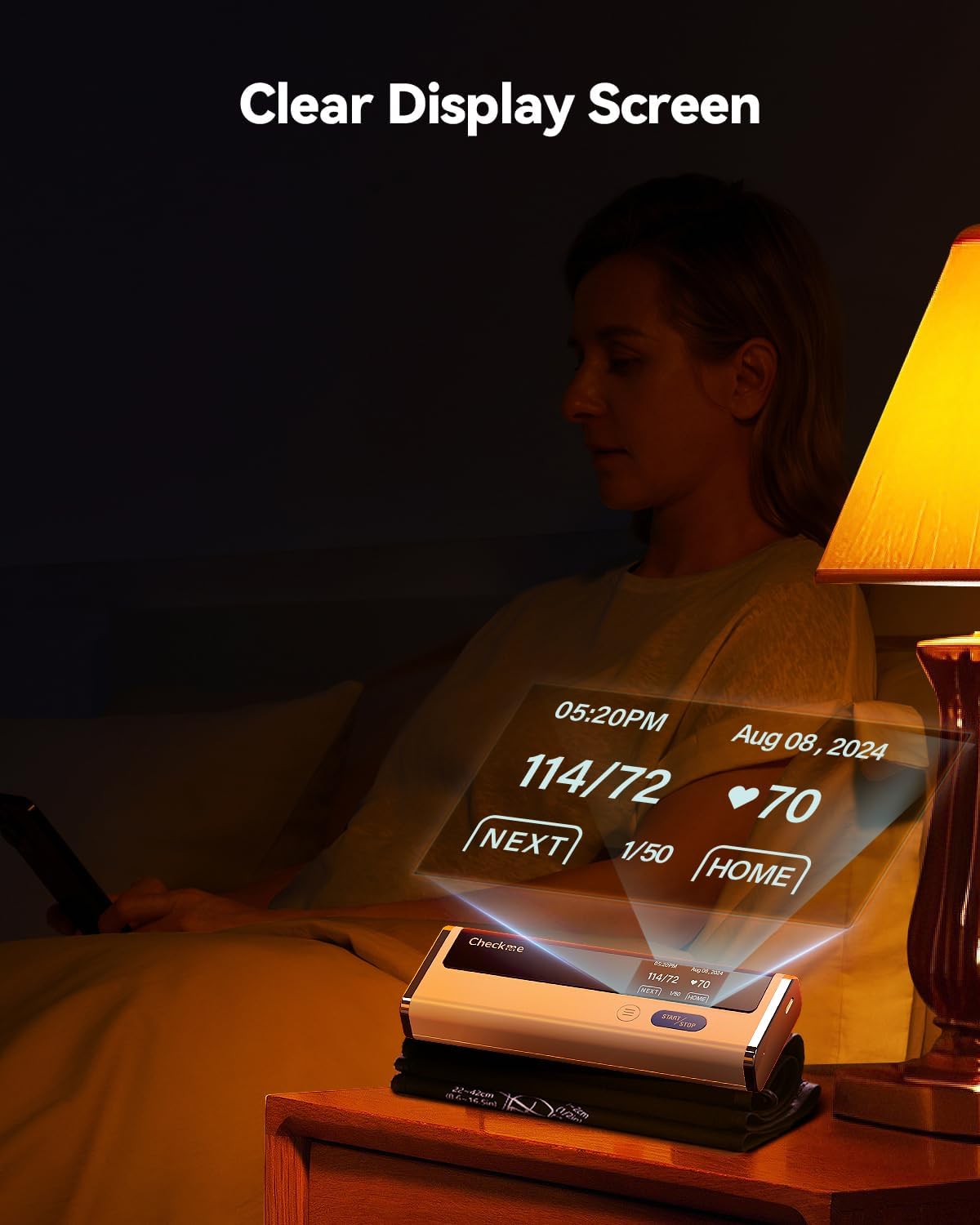 Checkme BP2A Blood Pressure Monitor for Home Use Upper Arm - Bluetooth BP Machine Cuff, Accurate Digital Readings in 30 Seconds, Unlimited Data Stored in App for iOS & Android