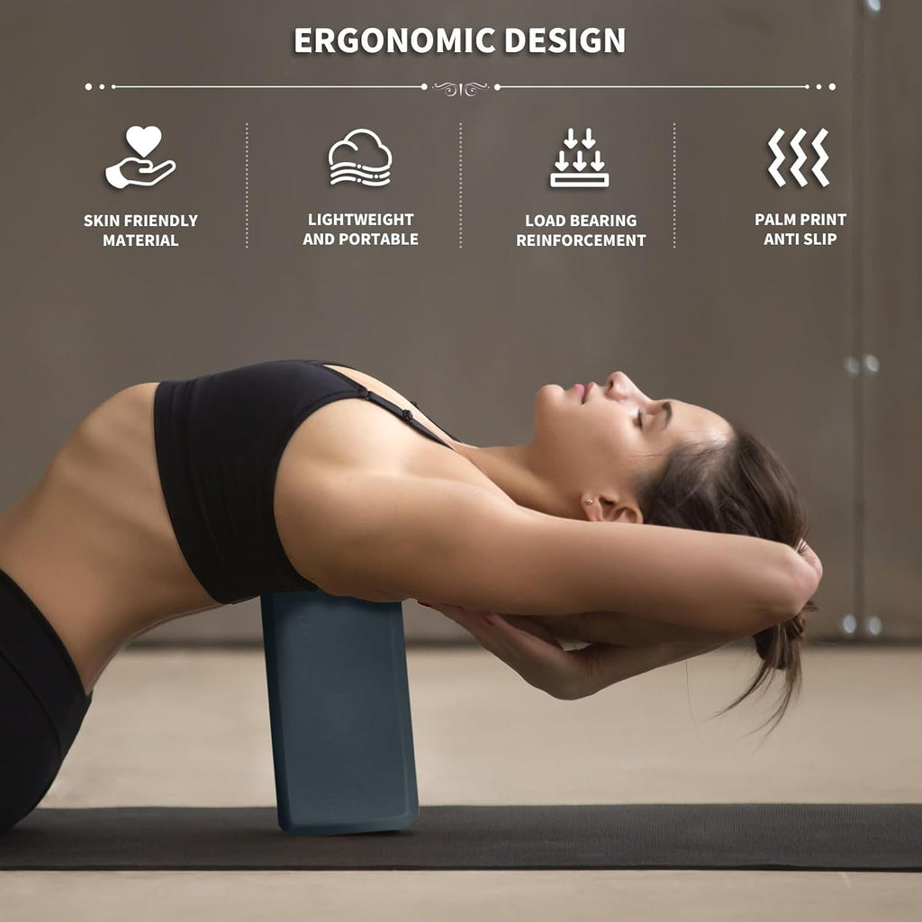 Yoga Blocks 2 Pcs, 9"x6"x3" Yoga Brick Foam Blocks EVA Foam Block Yoga Props Accessories for Yoga Pilates Stretching and Meditation