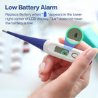 Boncare Digital Thermometer for Adults, Kids & Babies, Dark Blue | Accurate & Safe Oral and Rectal Thermometer with 10-Second Reading and Fever Alarm