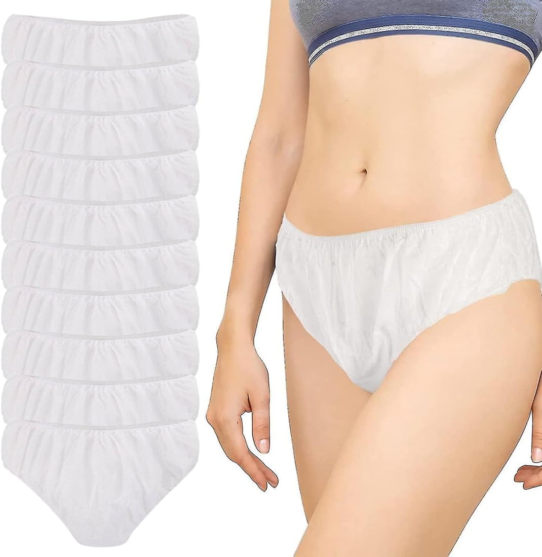 10 Pieces Briefs for Women, Single Use, Hospital, Menstruation, Hotel, Spa, Underwear for Women, Maternity SPA Massage, Individually Wrapped, Briefs