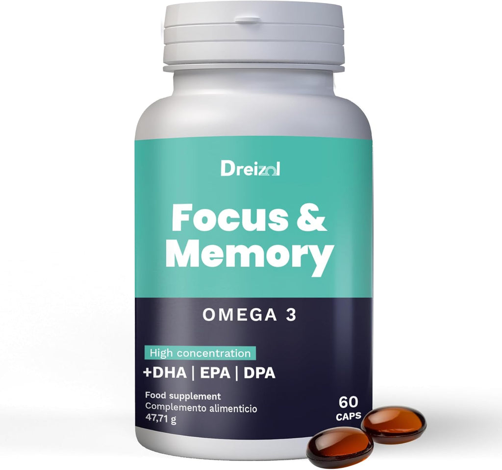 by Brudy Lab - Focus & Memory - High Dose Nootropic - Omega 3 High in DHA, EPA and DPA, Vitamin A, Lutein and Zeaxanthin - Memory and Concentration Aid - 60 Capsules