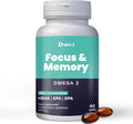 by Brudy Lab - Focus & Memory - High Dose Nootropic - Omega 3 High in DHA, EPA and DPA, Vitamin A, Lutein and Zeaxanthin - Memory and Concentration Aid - 60 Capsules