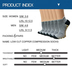 Sooverki Copper Compression Socks Women and Men 6 Pairs - Circulation Arch Support Plantar Fasciitis Running Ankle Socks