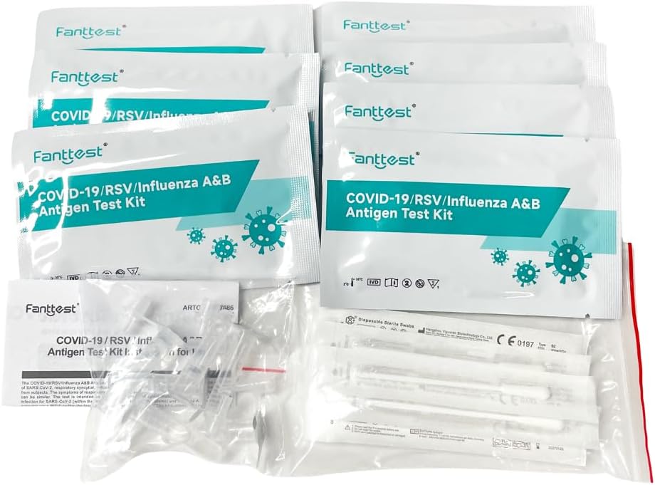 Fanttest 4 in 1 COVID-19 /RSV/Influenza A&B Antigen Test Kit for self-testing (7 Pack)