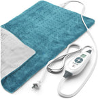 Pure Enrichment® PureRelief XL Heating Pad - 12" x 24" Electric Heating Pad for Back Pain & Cramps, 6 Heat Settings, Soft Machine Wash Fabric, Auto-Off & Moist Heat (Blue)