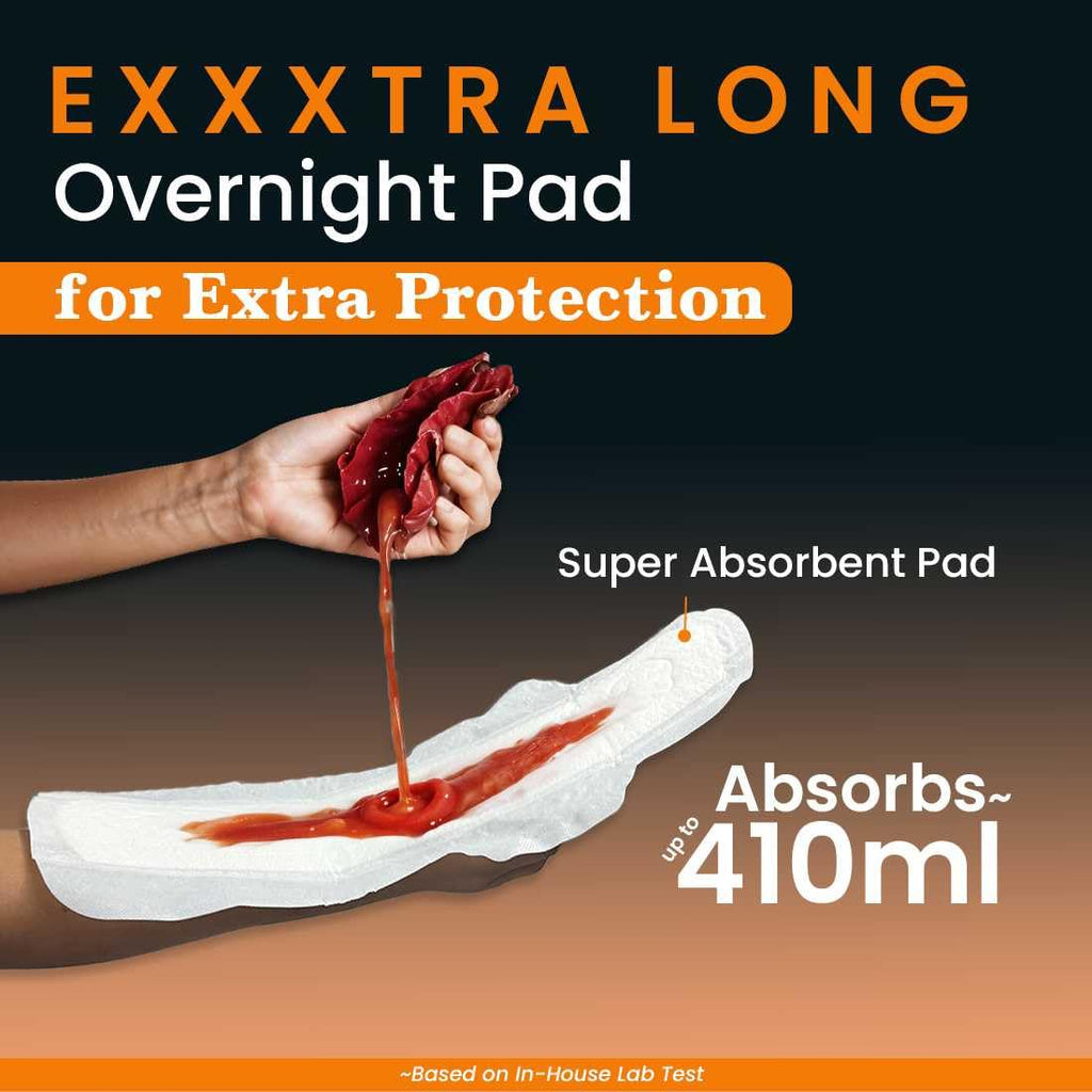 everteen Relax Night 30 XXXL Ultra Thin Sanitary Pads for Women, For Super Heavy Flow with Wider Back, Front to Back Coverage, Upto 12 Hours of Absorption, Maternity Pads, Pack of 1 (410mm)