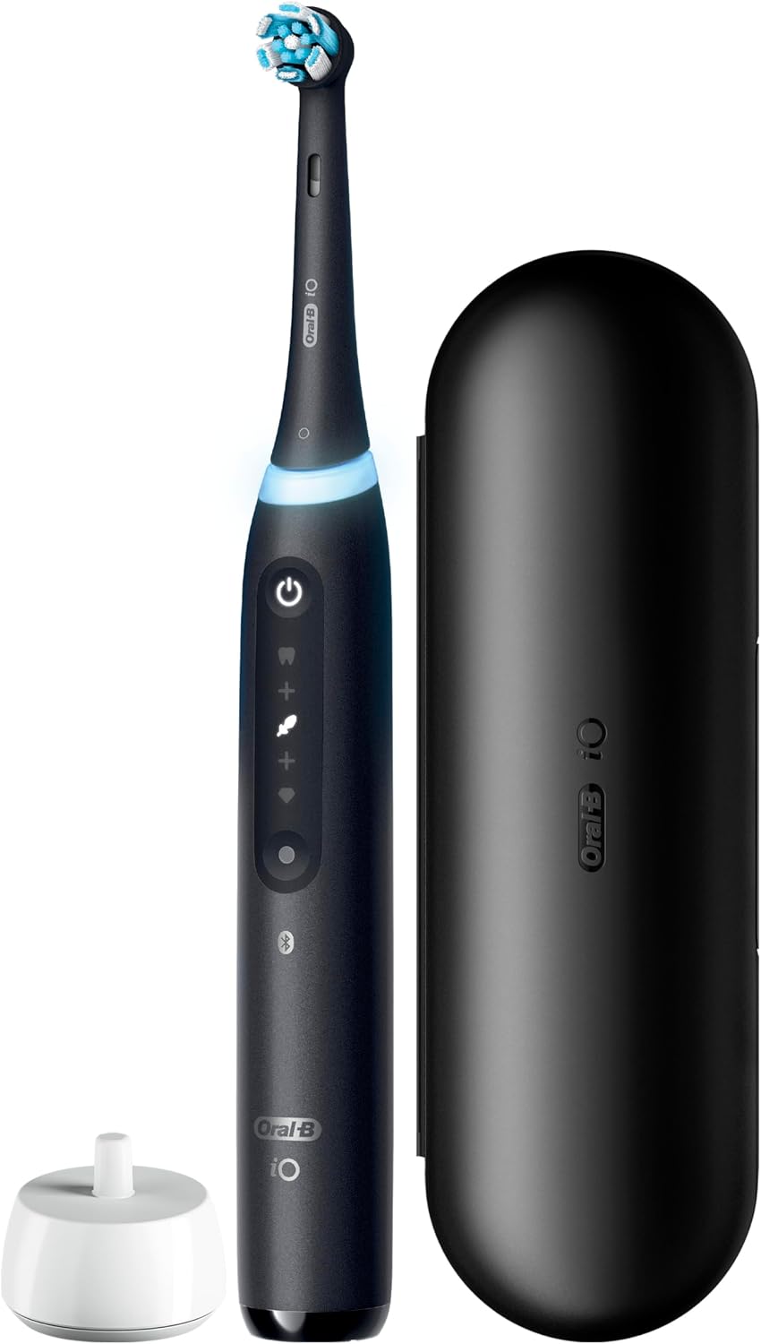 Oral-B Rechargeable Electric Toothbrush, iO5 Customizable Clean, 5 Cleaning Modes, Visual Pressure Sensor to Protect Gums, Travel Case, Black