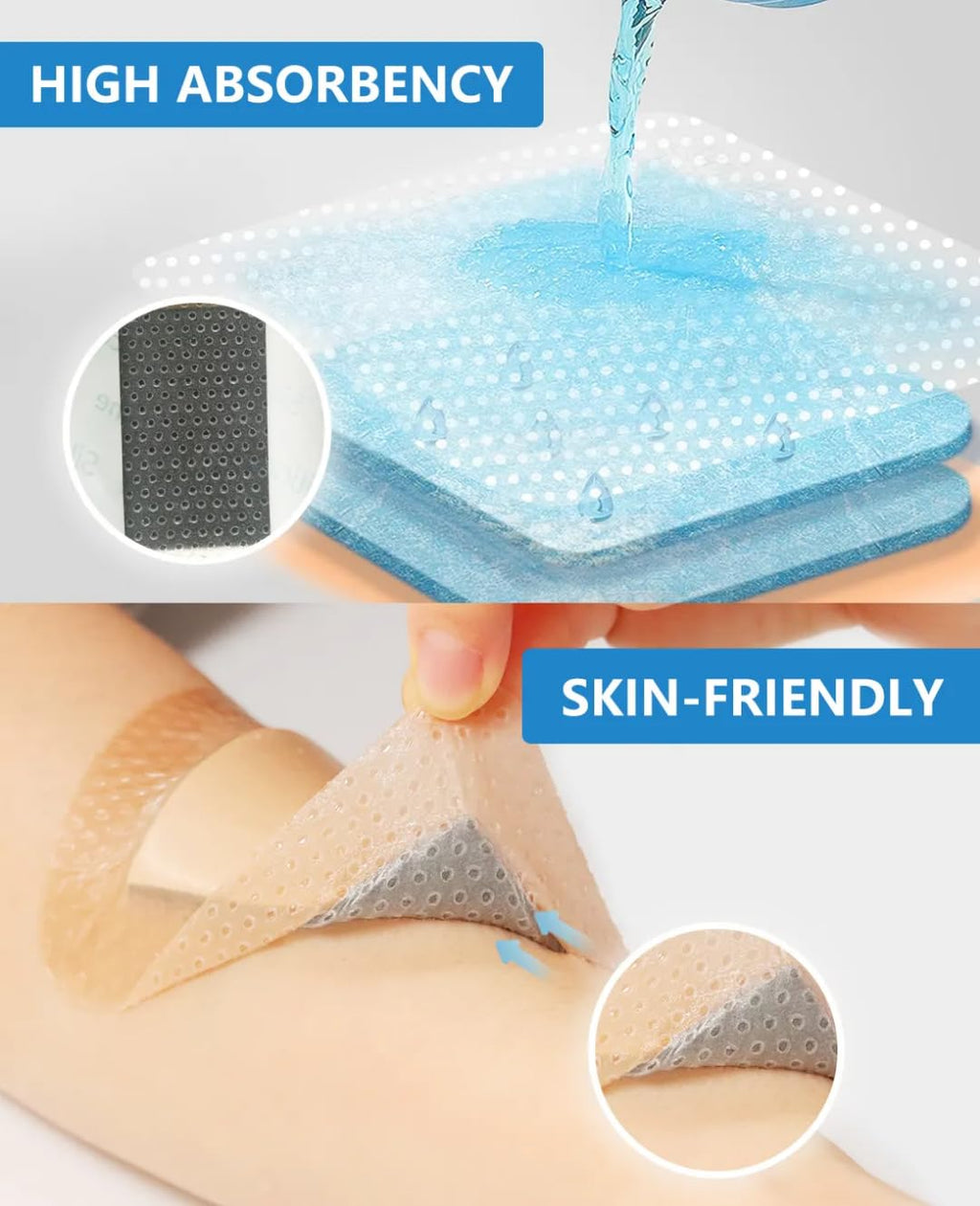 AG Silicone Gel Foam Dressing for Bed Sores and Pressure Ulcers, Dressing Waterproof Bandage, Antimicrobial with Silver Dressing Pad (7.5cm x 7.5cm)