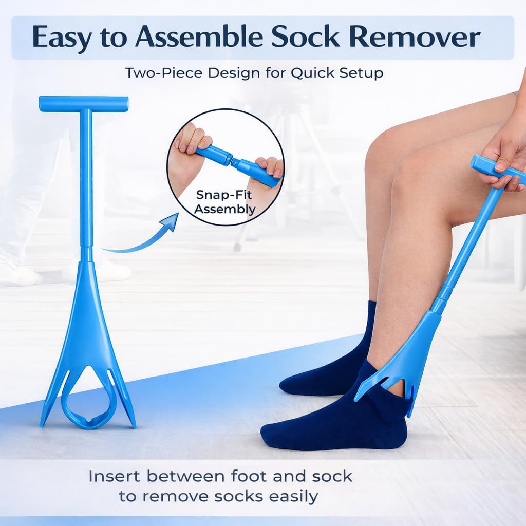 Sock Aid Kit for Seniors – Sock Puller, Leg Lifter Strap & Car Door Handle, Easy On Off Sock Helper, No Bending Dressing Aid for Elderly, Pregnant & Limited Mobility