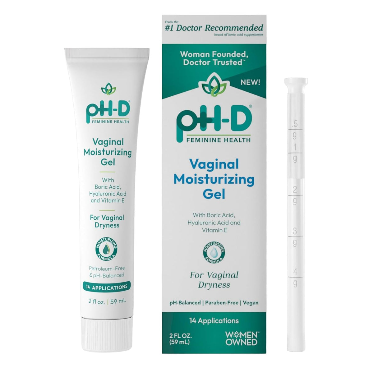 pH-D Feminine Health Moisturizing Vaginal Gel, 2 Fl Oz, 14 Applications | Hyaluronic Acid, Aloe & Vitamin E, pH Balanced, Vegan, No Added Parabens, Made in USA
