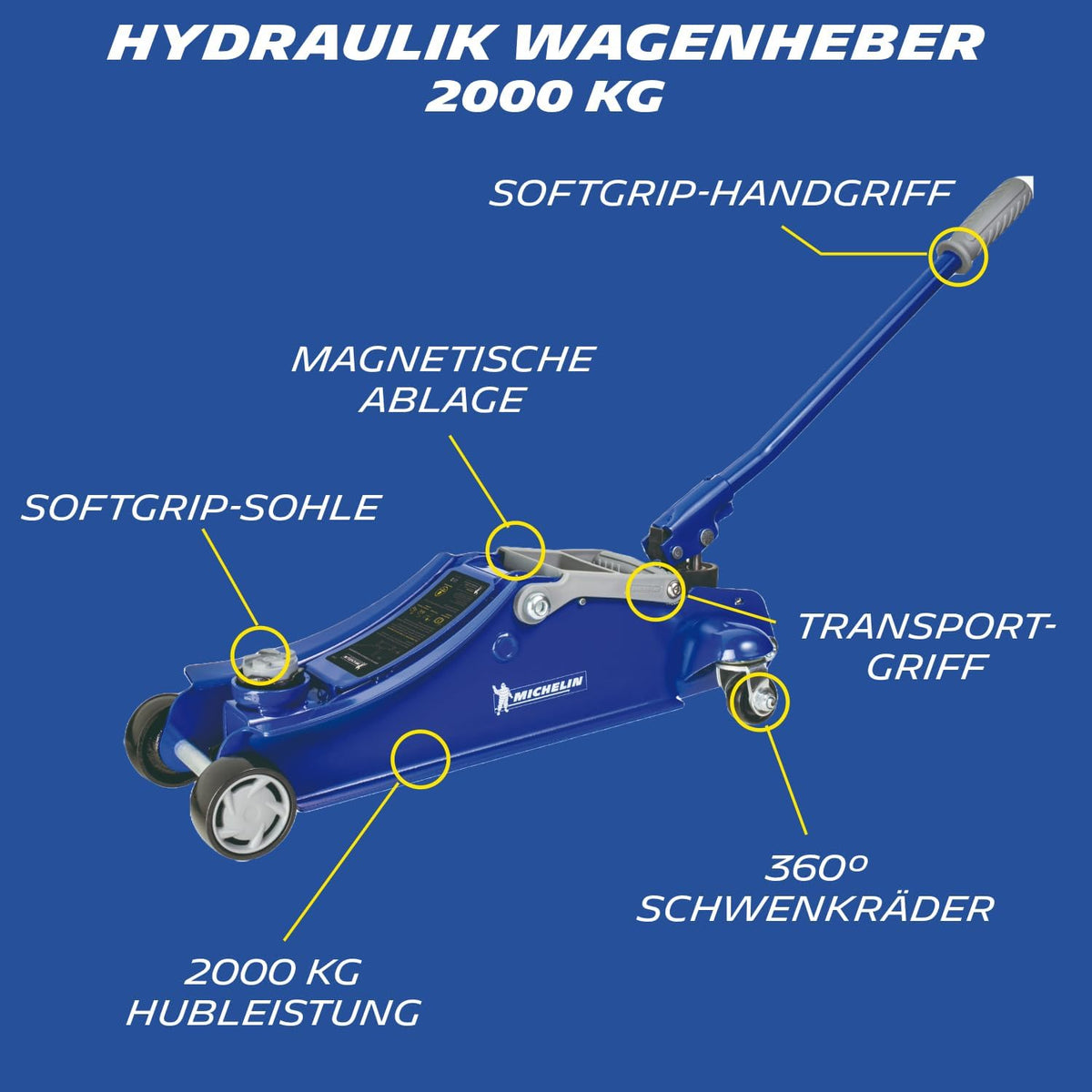 MICHELIN 92416 Hydraulic Jack, Load Capacity 1800 kg, Blue Michelin