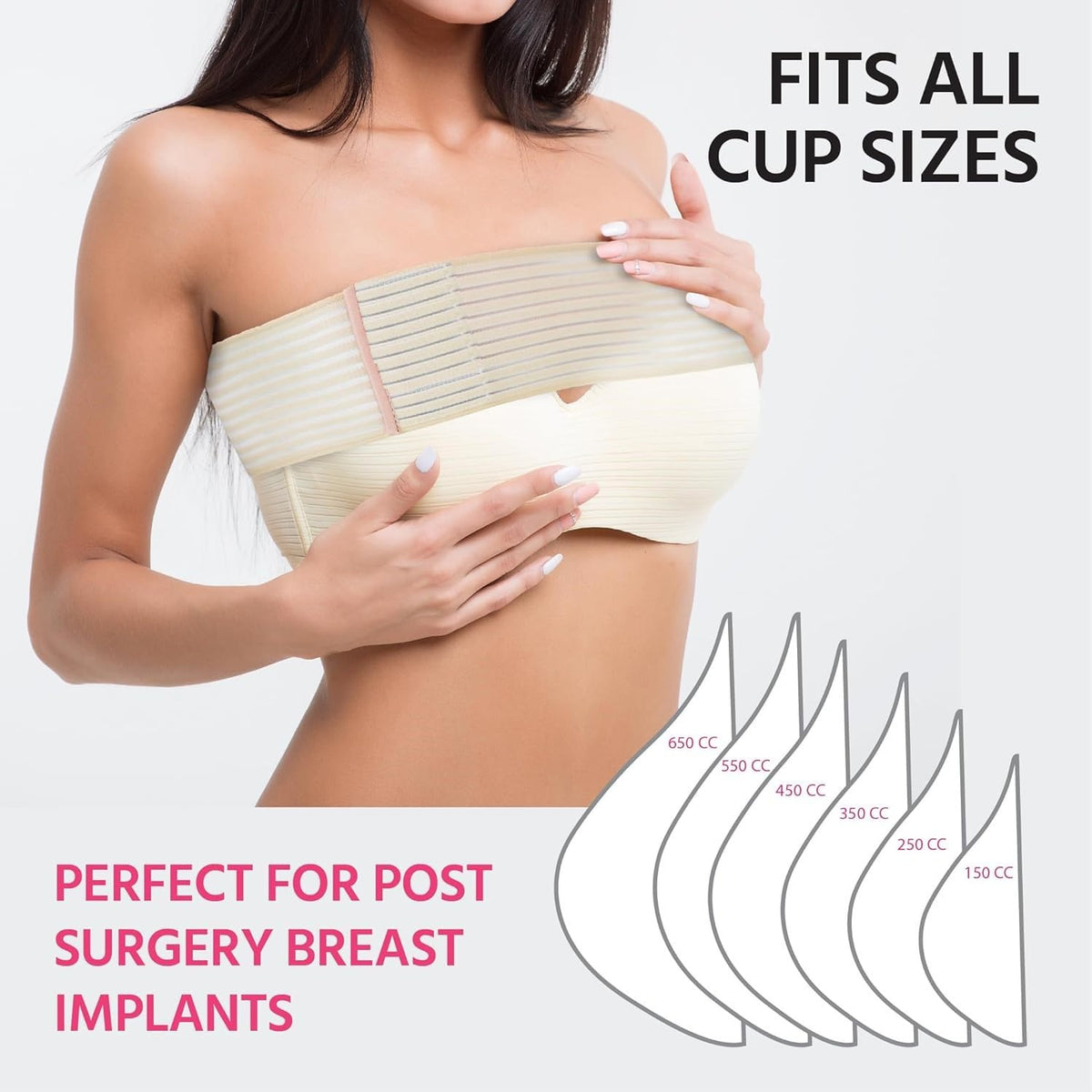 Breast Implant Stabilizer Band, Post-Surgery Breast Stabilizer Band - Chest Compression Wrap for Women, Ideal for Breast Augmentation, Reduction and More
