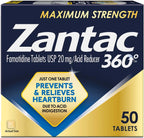 Zantac 360 Maximum Strength Tablets, 50 Count, Heartburn Prevention and Relief, 20 mg Tablets
