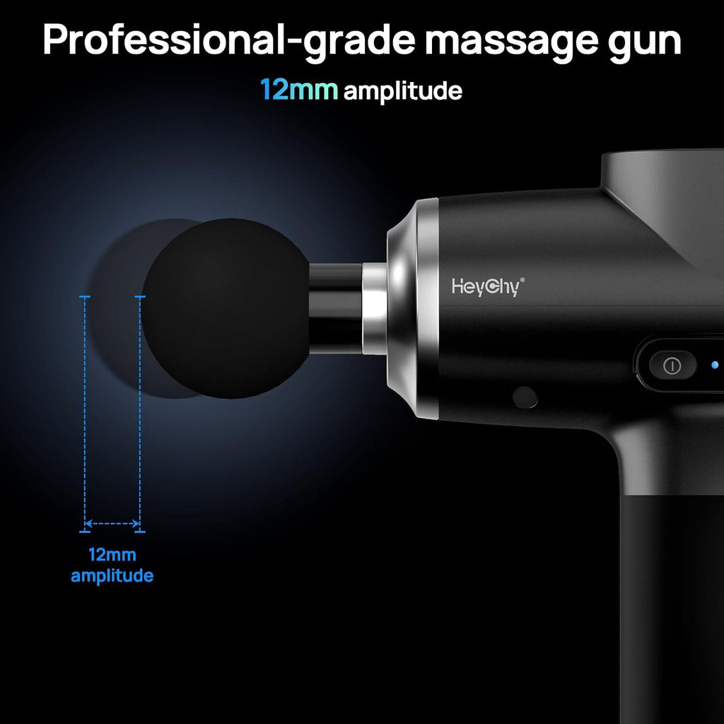 Massage Gun Deep Tissue Portable Muscle Massager Heat Therapy 12mm | LED Display, 12mm Deep Tissue Relief Back Neck Shoulder Legs, Quiet Home Gym Travel, Men Women Athletes,FSA Eligible HSA