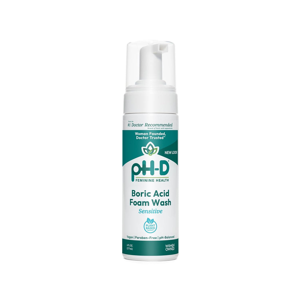 pH-D Feminine Health Boric Acid Foam Wash, Sensitive, 6 Fl Oz, Pack of 1 | Feminine Wash for Women, Intimate Wash, pH Balanced, No Added Parabens, Plant-Based