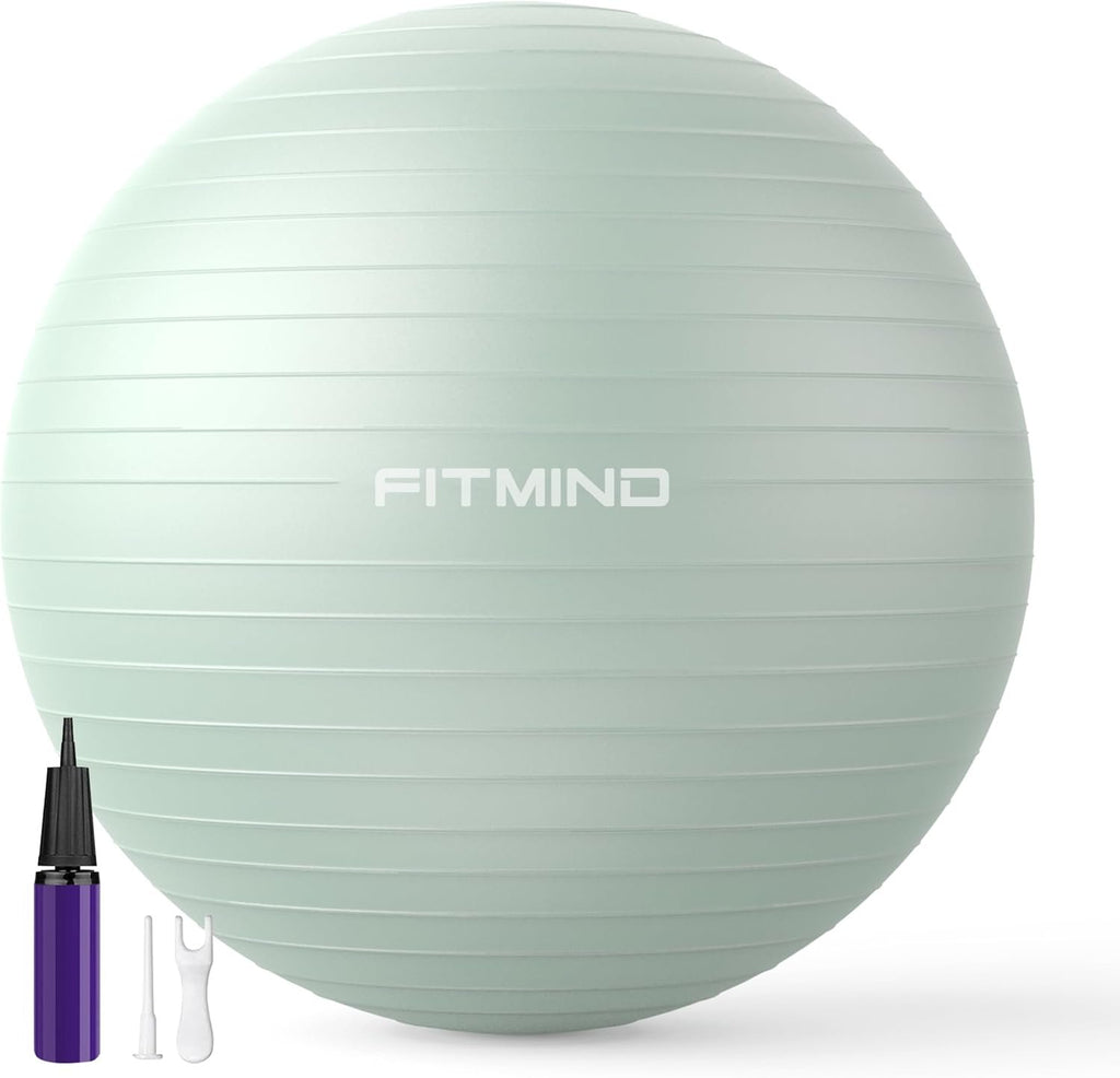 FITMIND_ Extra Thick Exercise Ball Yoga Ball 22in/26in/30in for Workout Pregnancy Stability,Anti-Burst and Slip Resistant Swiss Ball with Pump for Yoga, Pilates, Fitness,Birthing,Physical Therapy