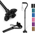 Self Standing Walking Cane Quad Base for Seniors | Lightweight aluminum, foldable design, 31–36 in adjustable height, EVA offset handle, self-standing quad base