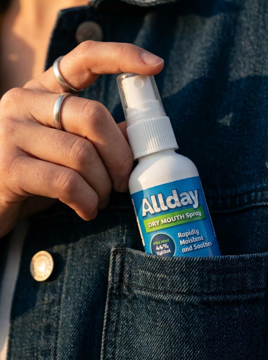 Allday Dry Mouth Spray - Maximum Strength Xylitol, Fast Acting, Non-Acidic (Pack of 2)