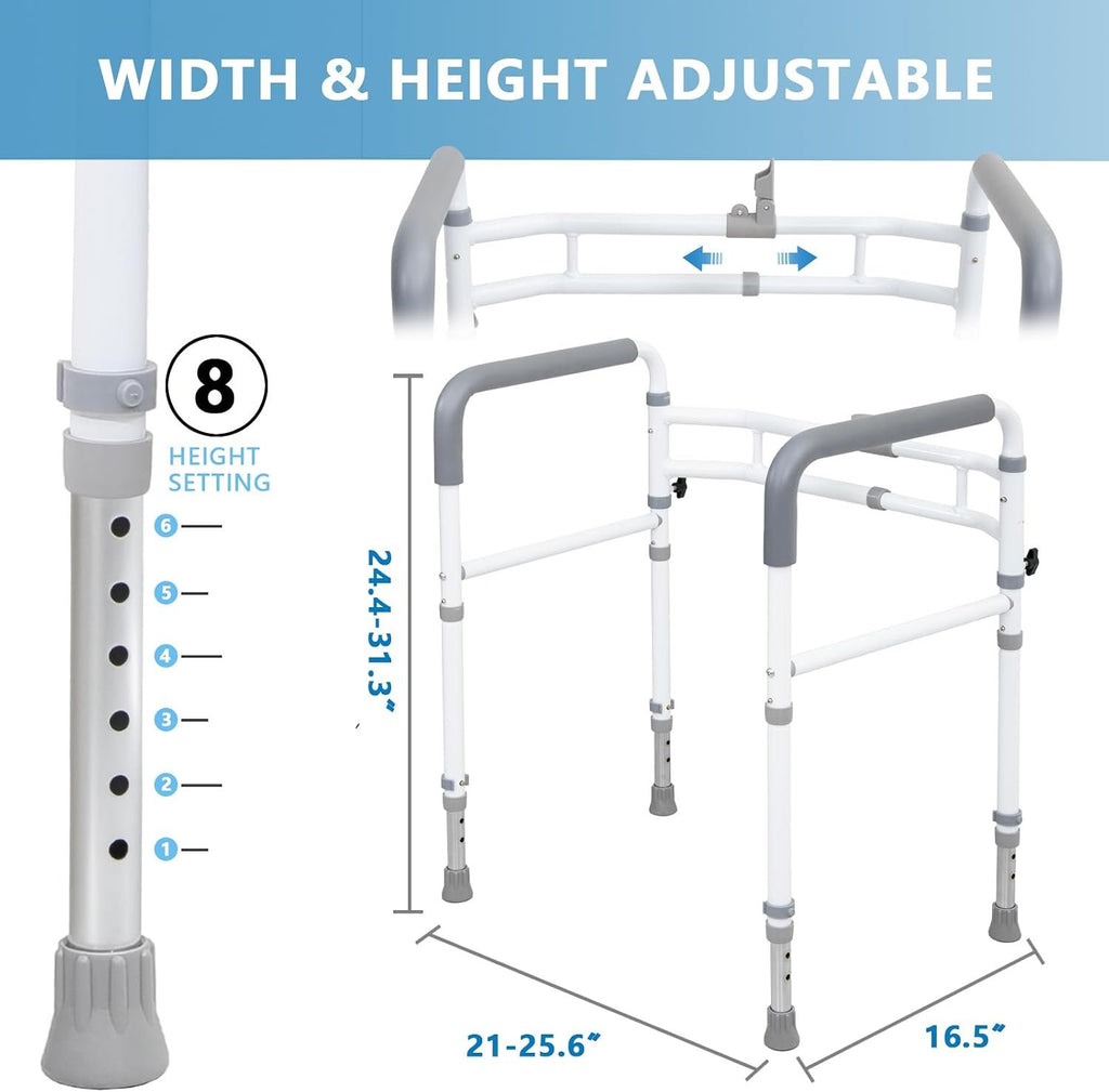 WeHwupe Toilet Safety Rail for Seniors, Height & Width Adjustable Frame