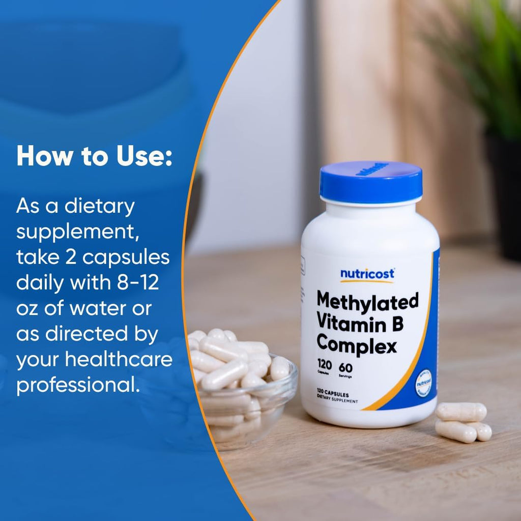 Nutricost Methylated Vitamin B Complex 120 Capsules, 60 Servings | Gluten-Free