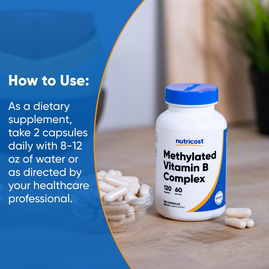 Nutricost Methylated Vitamin B Complex 120 Capsules, 60 Servings | Gluten-Free