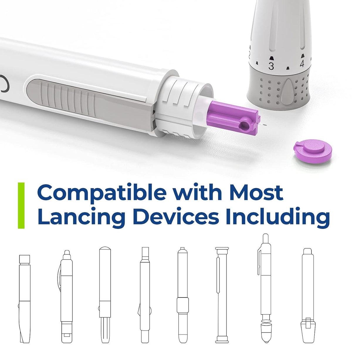 AUVON Blood Lancets for Diabetes Testing, 300 Count, 30 Gauge for Less Pain | Contactless Lancets Fit Most Standard Lancing Devices for Blood Sugar Kit, Works Effectively with Small Drops