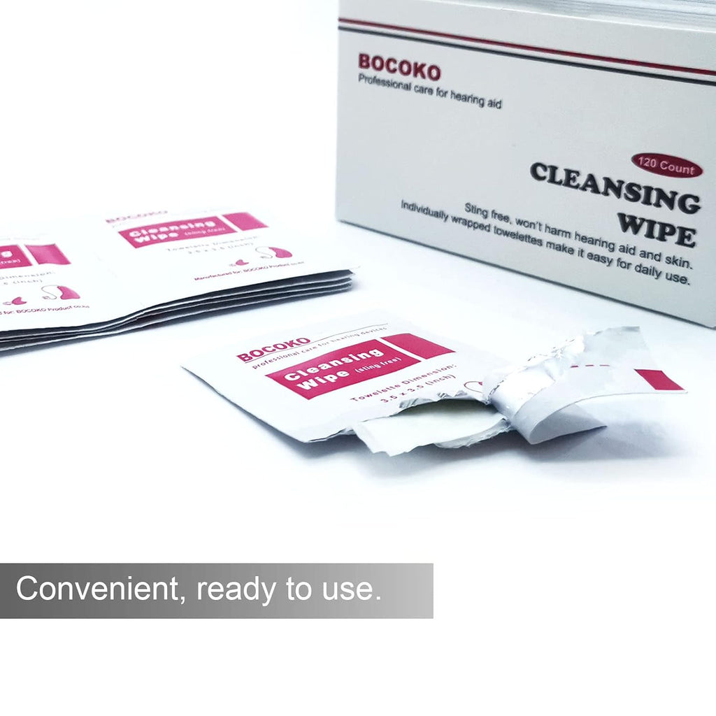 120 Count Hearing Aid Wipes Individually Packaged Cleaning Towelette with Cleaning Tools for Hearing Amplifier