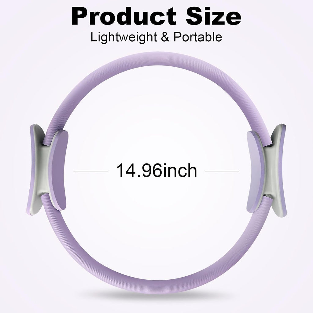 Pilates Ring 15 Inch Magic Circle Ring, Dual Padded Handles Pilates Rings Circle, Adjustable Yoga Ring
