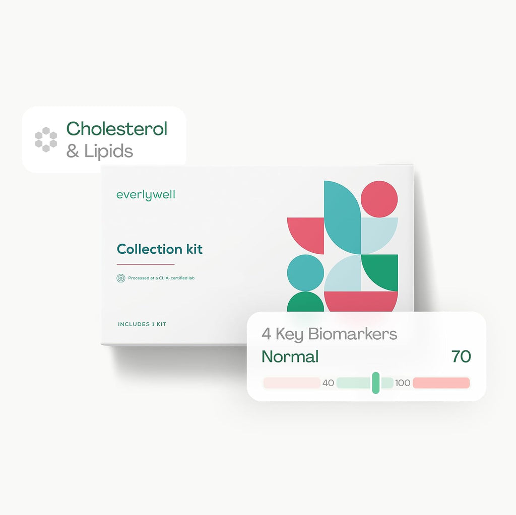 Everlywell At-Home Cholesterol and Lipids Lab Test Collection Kit for Women and Men, Measures HDL, LDL and Triglycerides for Accurate Results from a CLIA-Certified Lab Within Days, for Ages 18 Plus